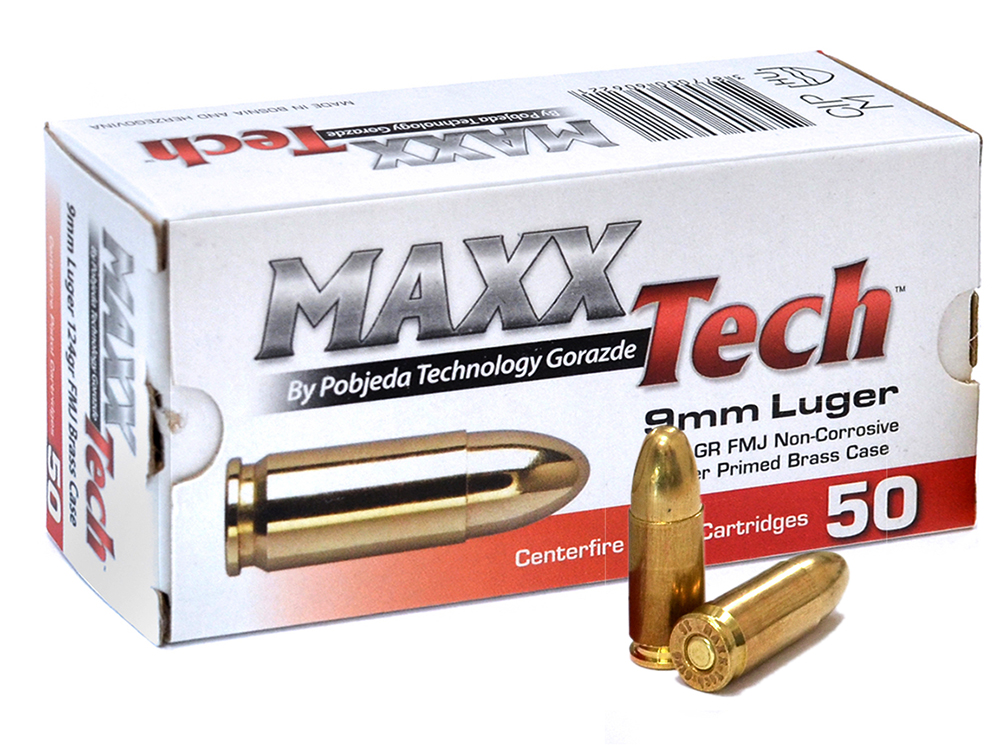 Maxxtech 9mm Luger FMJ 124gr neue, präzise Fertigung
